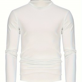 Men's Stylish Solid Shirt, Casual Breathable Lapel Long Sleeve Shirt Top For City Walk Street Hanging Outdoor Activities