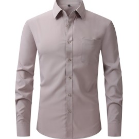 Men's Dress Shirt, Long Sleeve Button Down Lapel Slim Fit Classic Shirt For Business Best Sellers