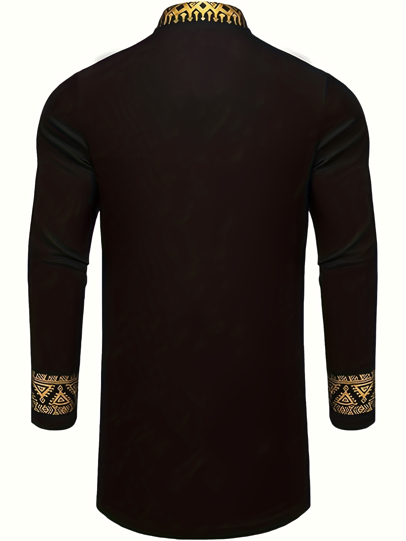 totem print mens long sleeve stand collar shirt ethnic style male shirt for spring fall details 0